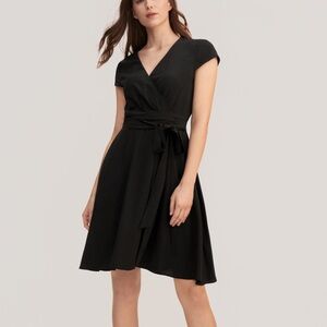 Elegant Silk Black Wrap Dress